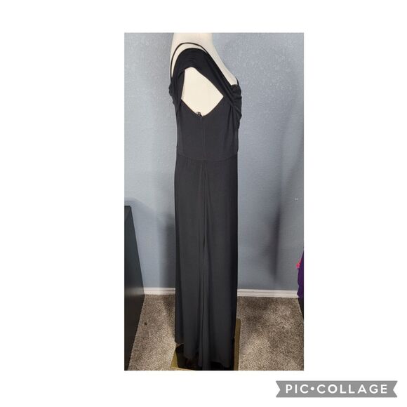 City Triangle Sz 11 Black Gown Pale Pink Pop of Color Stretchy Off Shoulder - Picture 5 of 17